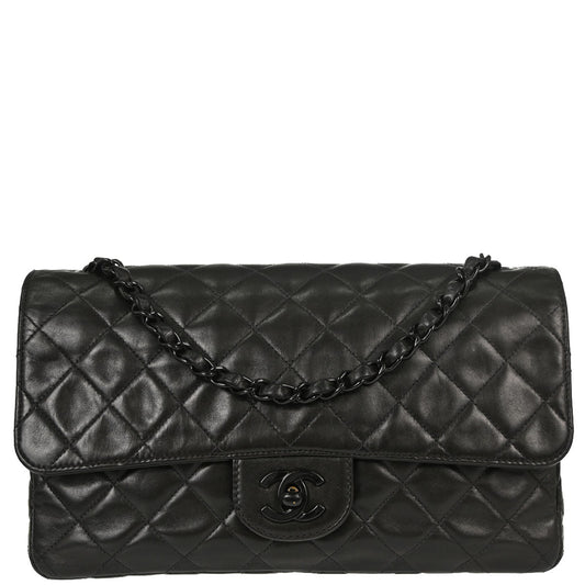 Chanel Black Lambskin Medium Single Flap Shoulder Bag