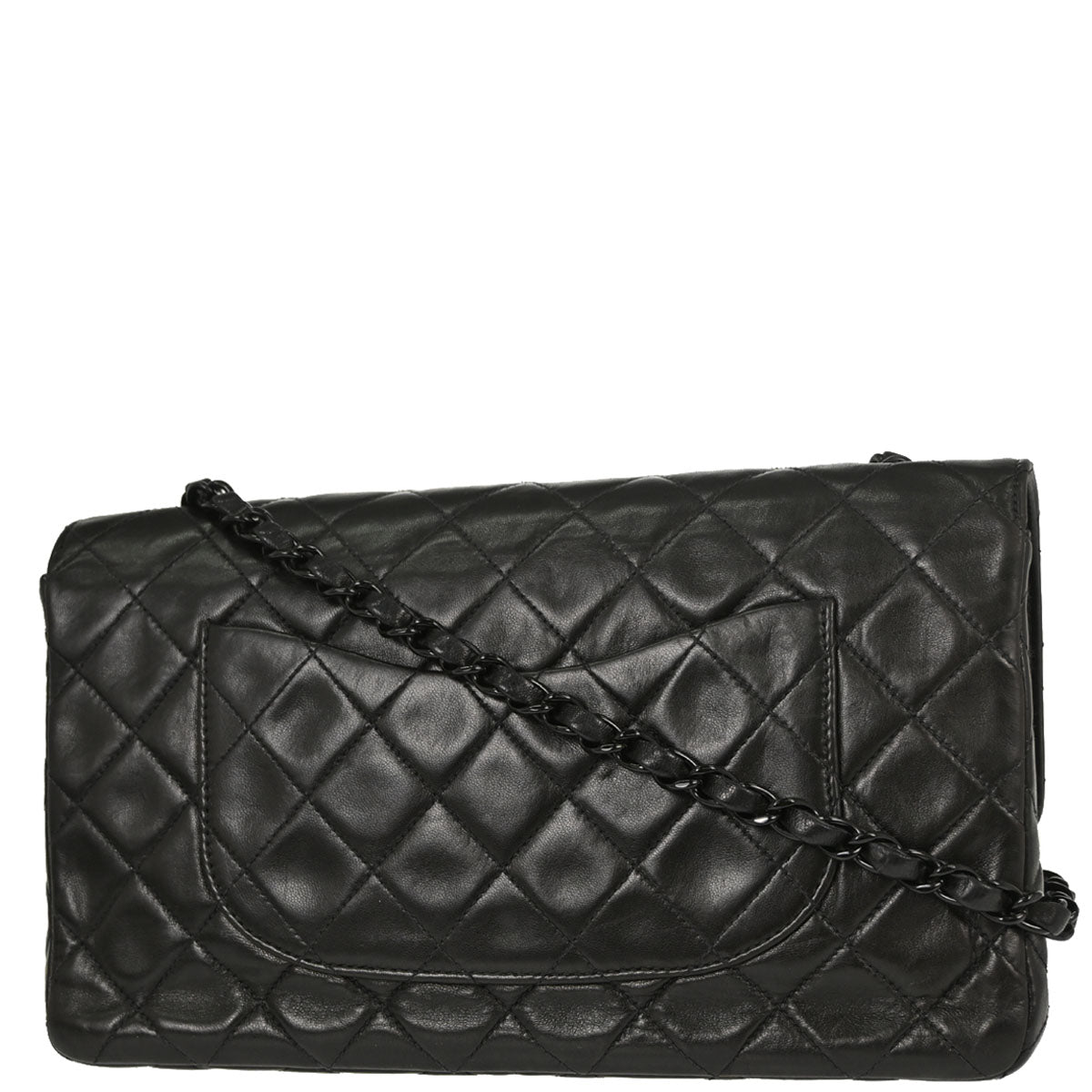 Chanel Black Lambskin Medium Single Flap Shoulder Bag