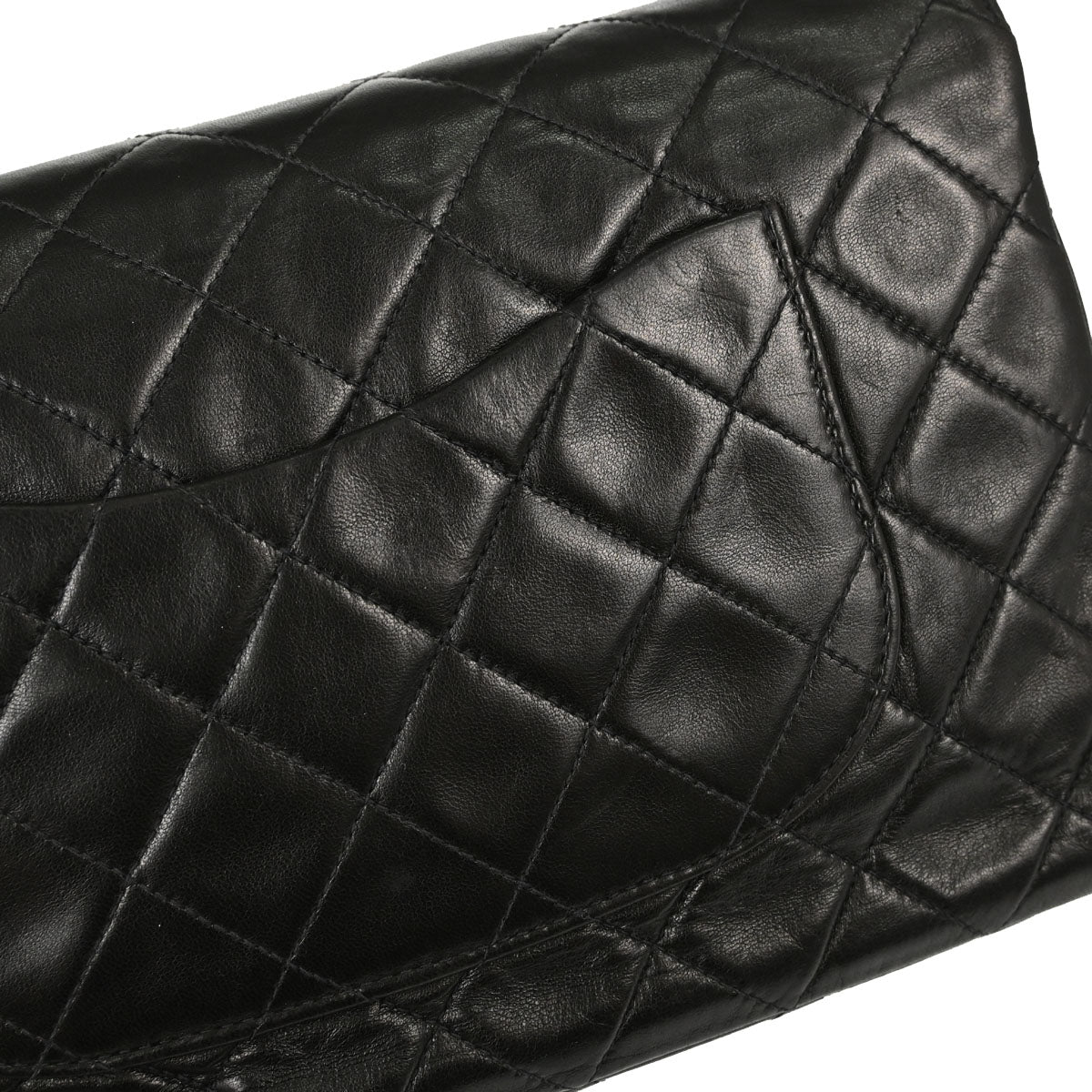 Chanel Black Lambskin Medium Single Flap Shoulder Bag