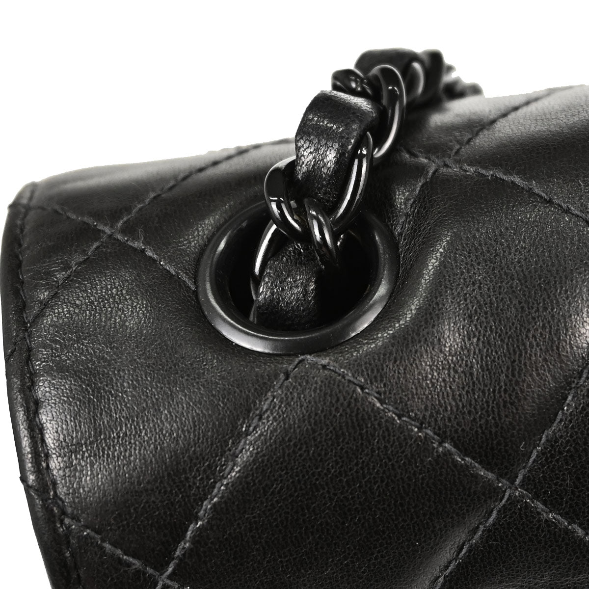 Chanel Black Lambskin Medium Single Flap Shoulder Bag
