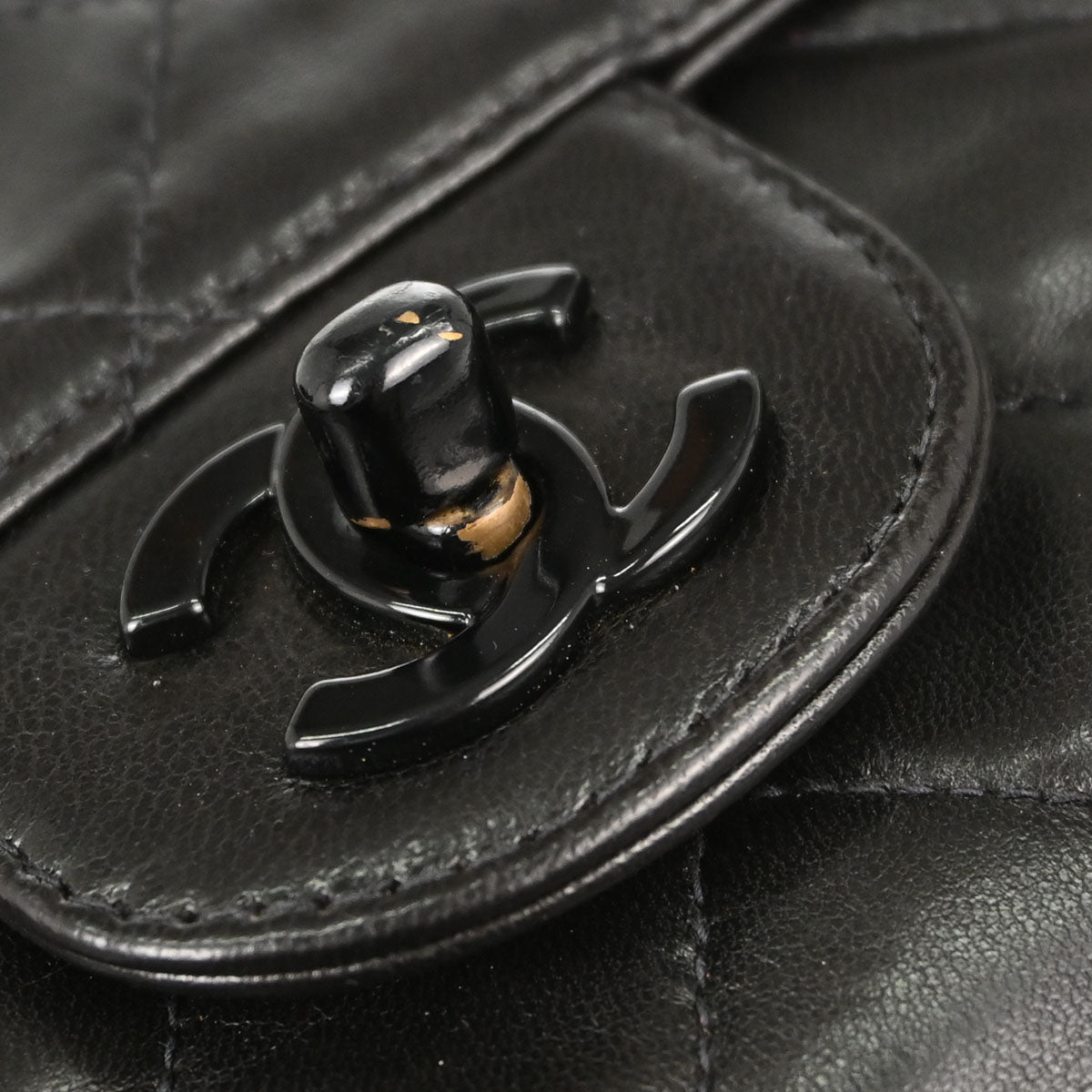 Chanel Black Lambskin Medium Single Flap Shoulder Bag
