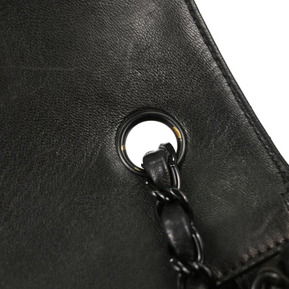 Chanel Black Lambskin Medium Single Flap Shoulder Bag