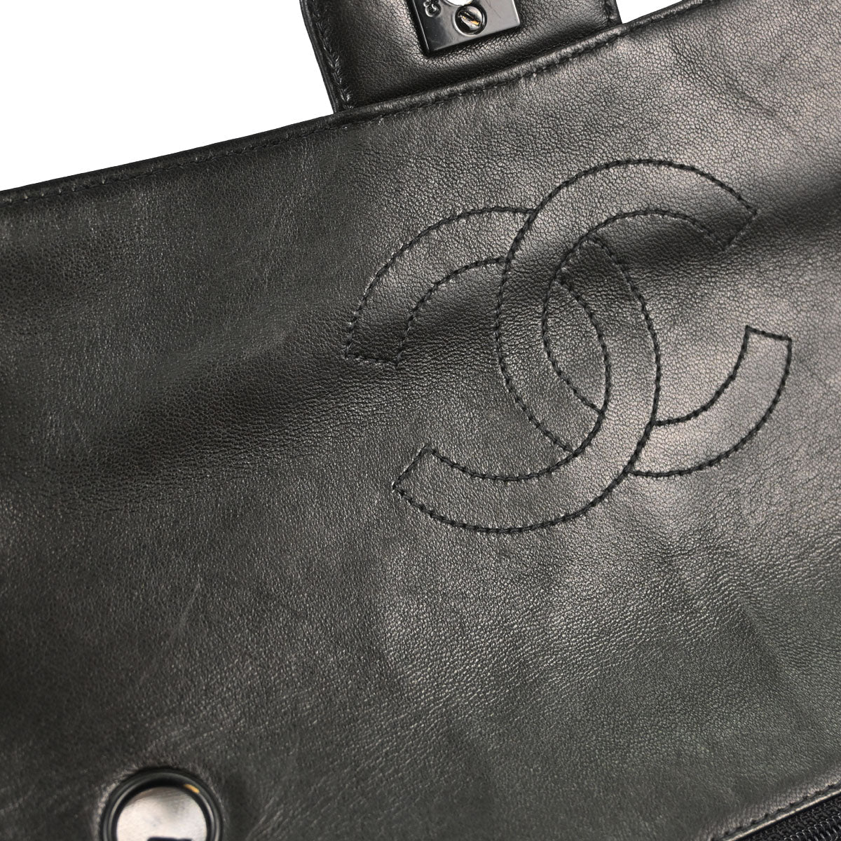 Chanel Black Lambskin Medium Single Flap Shoulder Bag