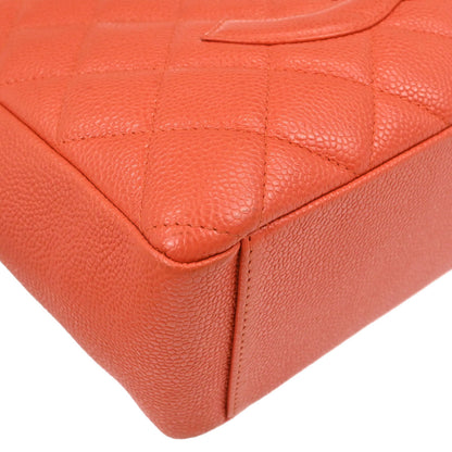 Chanel 2002-2003 Orange Caviar Skin Petite Shopping Tote PST Tote Handbag