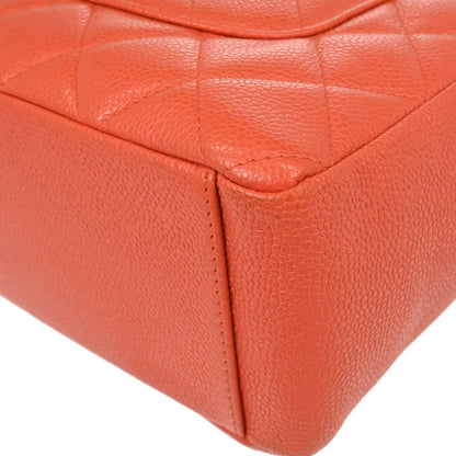 Chanel 2002-2003 Orange Caviar Skin Petite Shopping Tote PST Tote Handbag