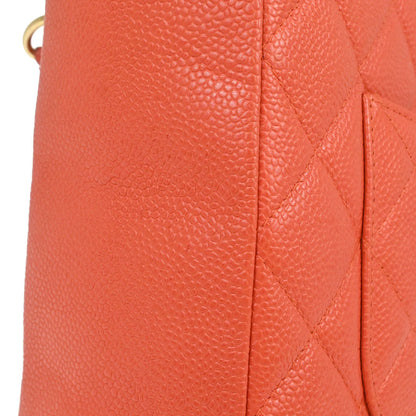 Chanel 2002-2003 Orange Caviar Skin Petite Shopping Tote PST Tote Handbag