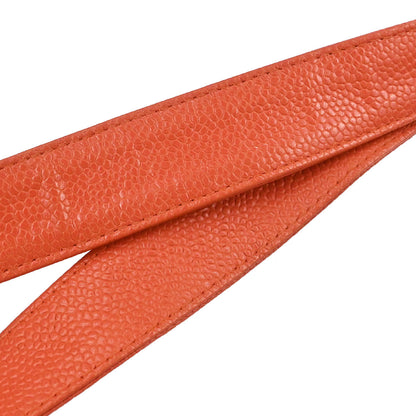 Chanel 2002-2003 Orange Caviar Skin Petite Shopping Tote PST Tote Handbag
