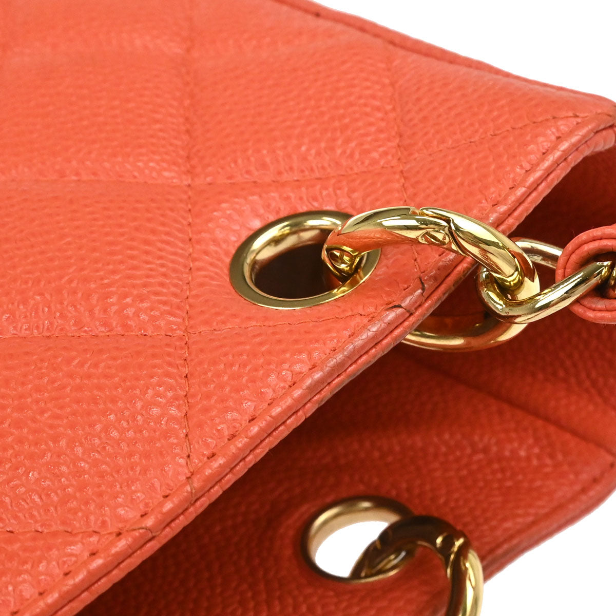 Chanel 2002-2003 Orange Caviar Skin Petite Shopping Tote PST Tote Handbag