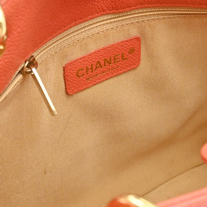Chanel 2002-2003 Orange Caviar Skin Petite Shopping Tote PST Tote Handbag