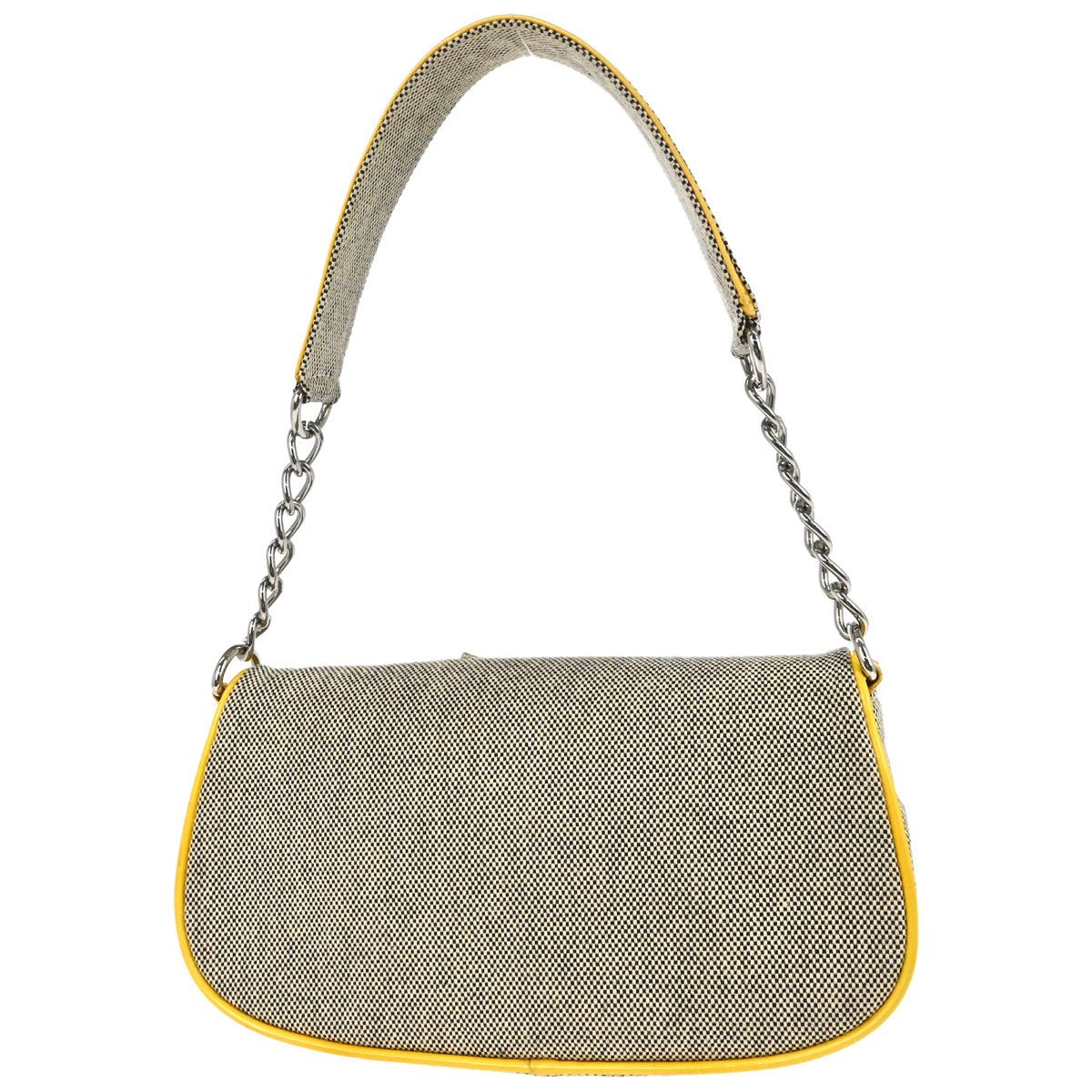 Chanel 2005-2006 Black Yellow Canvas Camellia No.5 CC Handbag
