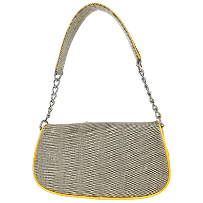 Chanel 2005-2006 Black Yellow Canvas Camellia No.5 CC Handbag