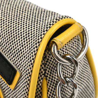 Chanel 2005-2006 Black Yellow Canvas Camellia No.5 CC Handbag