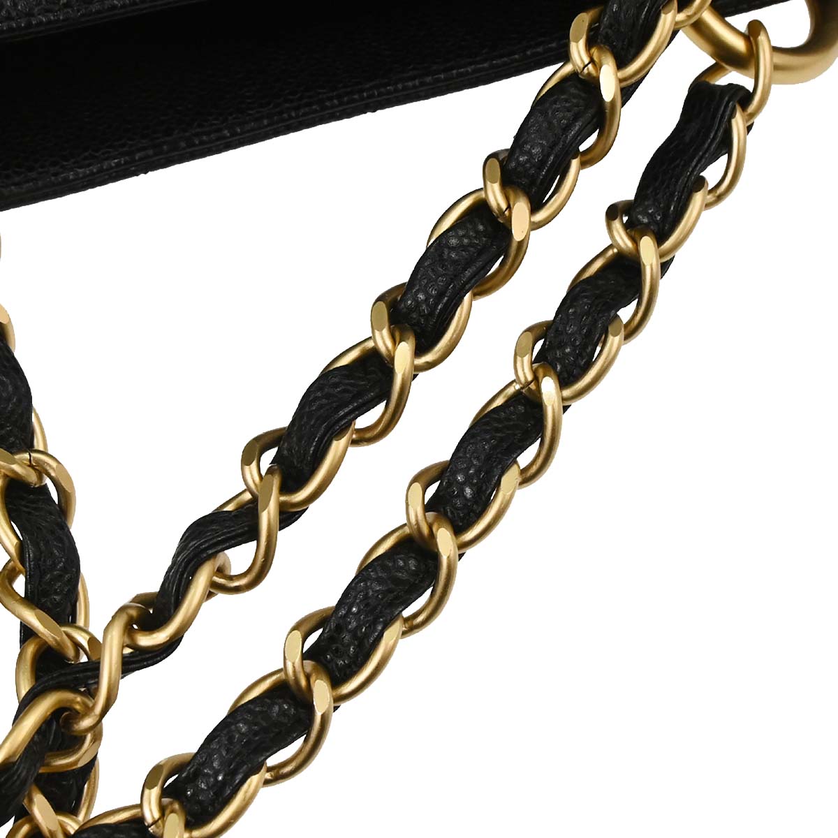 Chanel 2000-2002 Black Caviar Skin GST Tote Chain Handbag