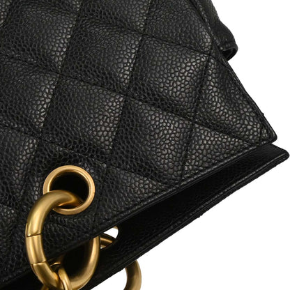 Chanel 2000-2002 Black Caviar Skin GST Tote Chain Handbag
