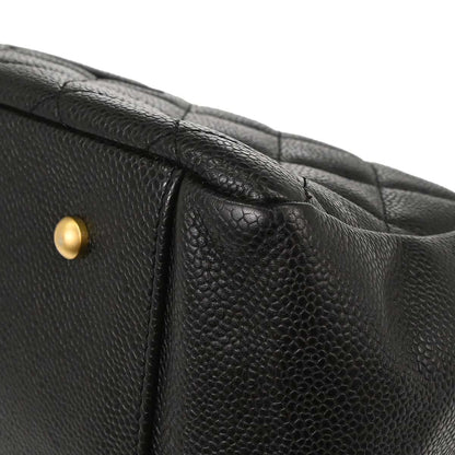 Chanel 2000-2002 Black Caviar Skin GST Tote Chain Handbag