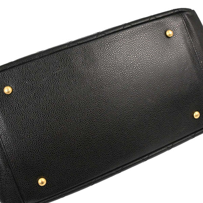 Chanel 2000-2002 Black Caviar Skin GST Tote Chain Handbag