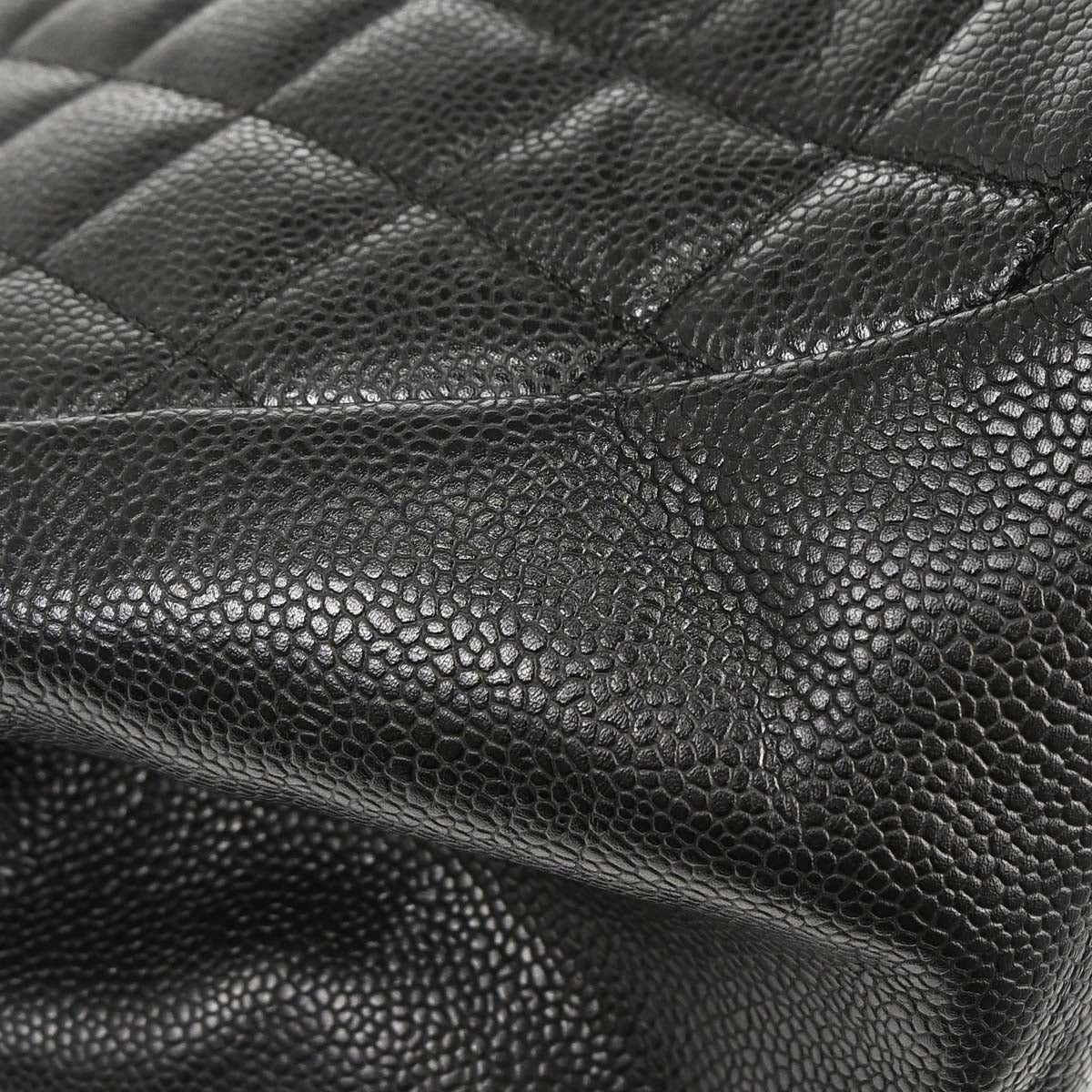 Chanel 2000-2002 Black Caviar Skin GST Tote Chain Handbag