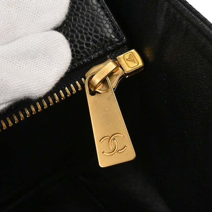Chanel 2000-2002 Black Caviar Skin GST Tote Chain Handbag