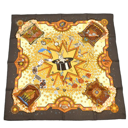 Hermes Scarf Carre 90 La Magie Brown Small Good