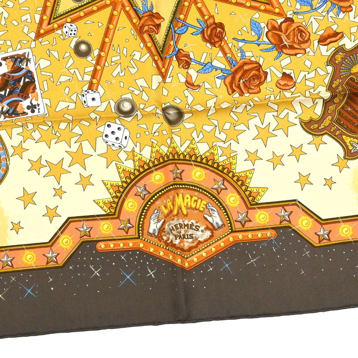 Hermes Scarf Carre 90 La Magie Brown Small Good