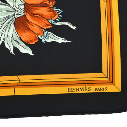 Hermes Scarf Carre 90 Quai aux Fleurs Black Small Good