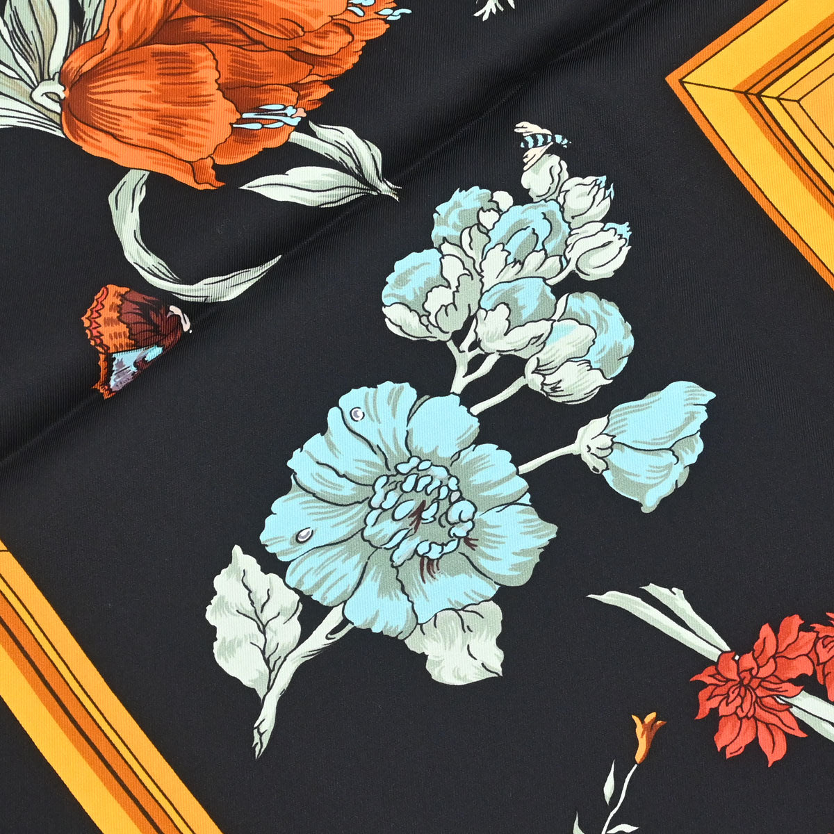 Hermes Scarf Carre 90 Quai aux Fleurs Black Small Good