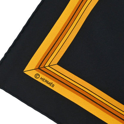 Hermes Scarf Carre 90 Quai aux Fleurs Black Small Good