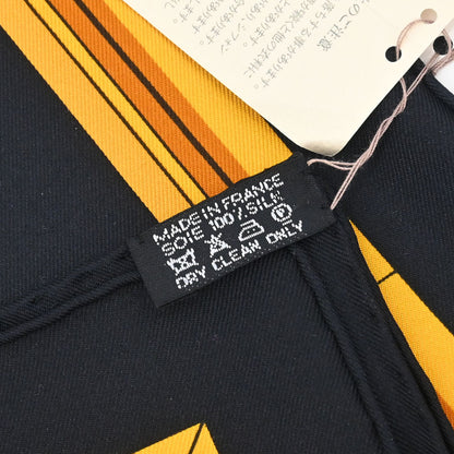 Hermes Scarf Carre 90 Quai aux Fleurs Black Small Good