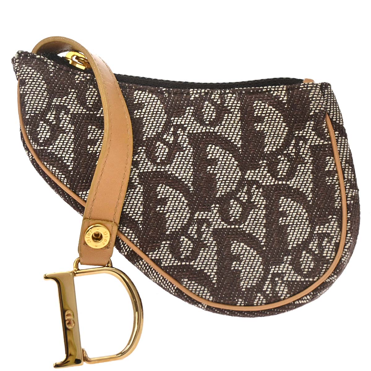 Christian Dior Brown Trotter Saddle Coin Purse Wallet Mini Pouch