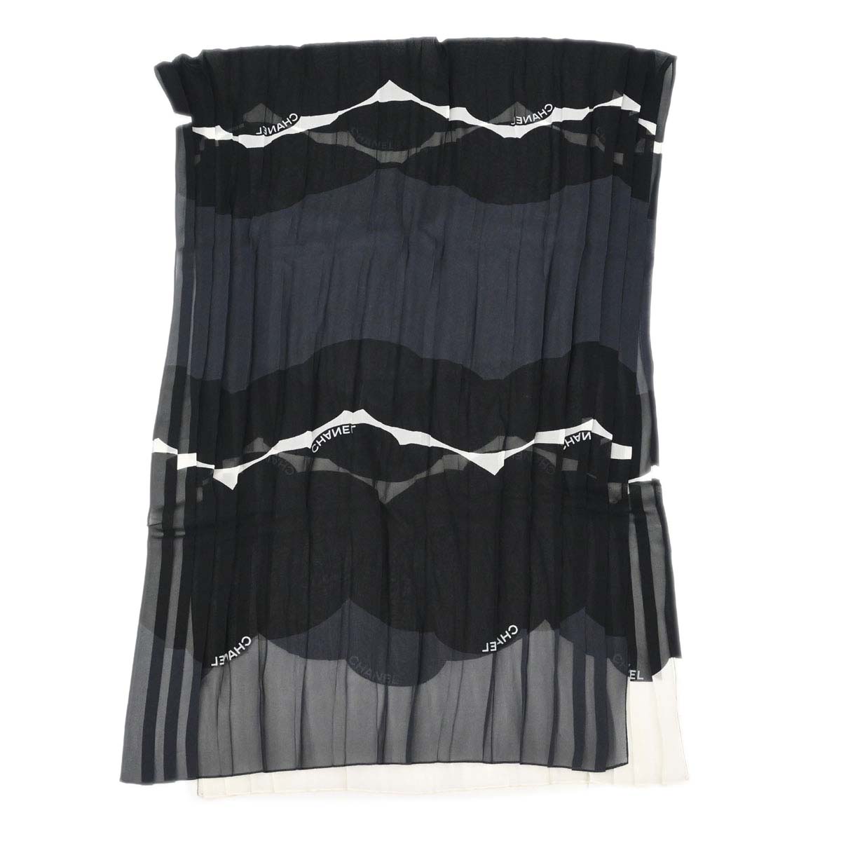 Chanel Sheer Shawl Stole Black Small Good