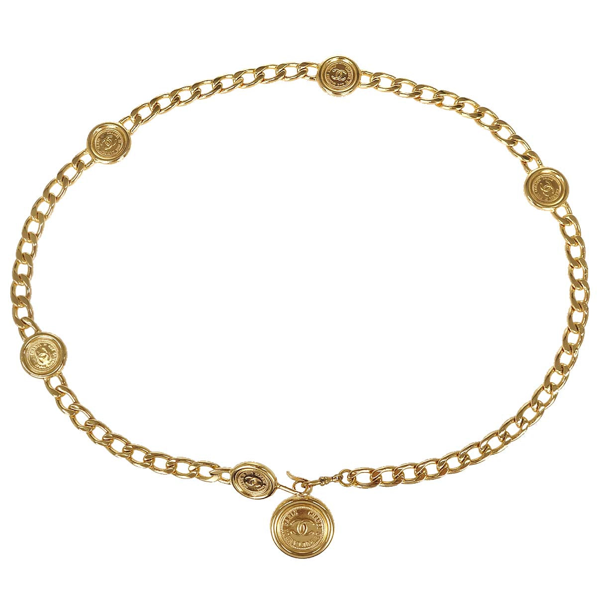 Chanel Chain Belt Medallion Gold Small Good