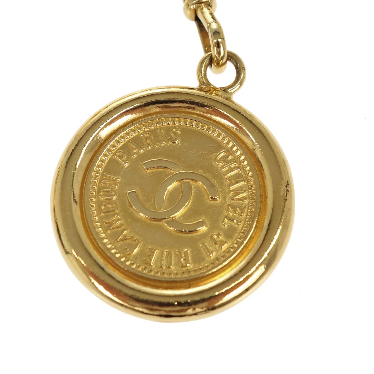 Chanel Chain Belt Medallion Gold Black Small Good