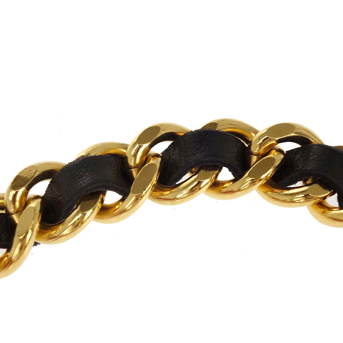 Chanel Chain Belt Medallion Gold Black Small Good