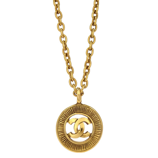 Chanel Medallion Gold Chain Pendant Necklace 3848