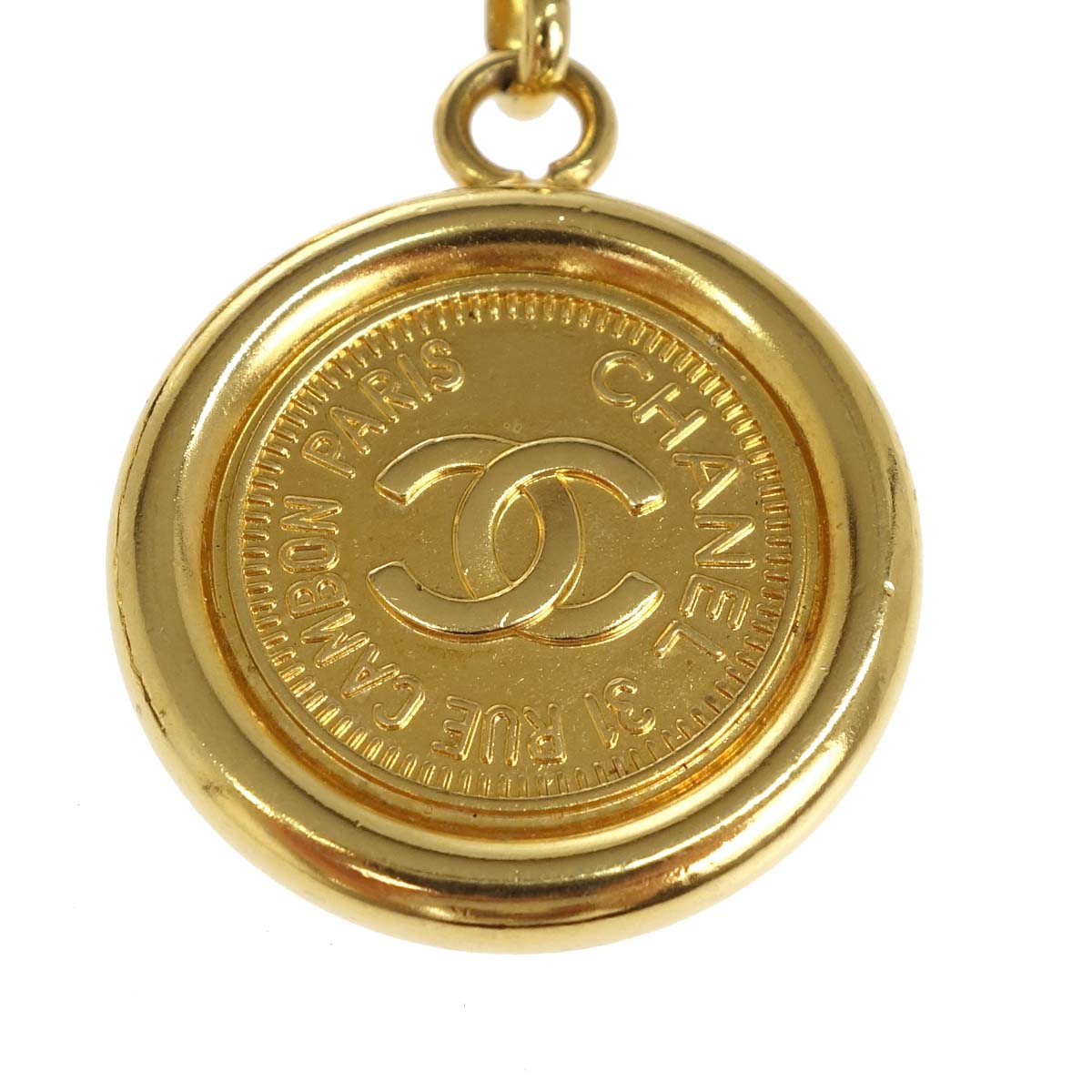 Chanel Chain Belt Medallion Gold Black 94P Small Good
