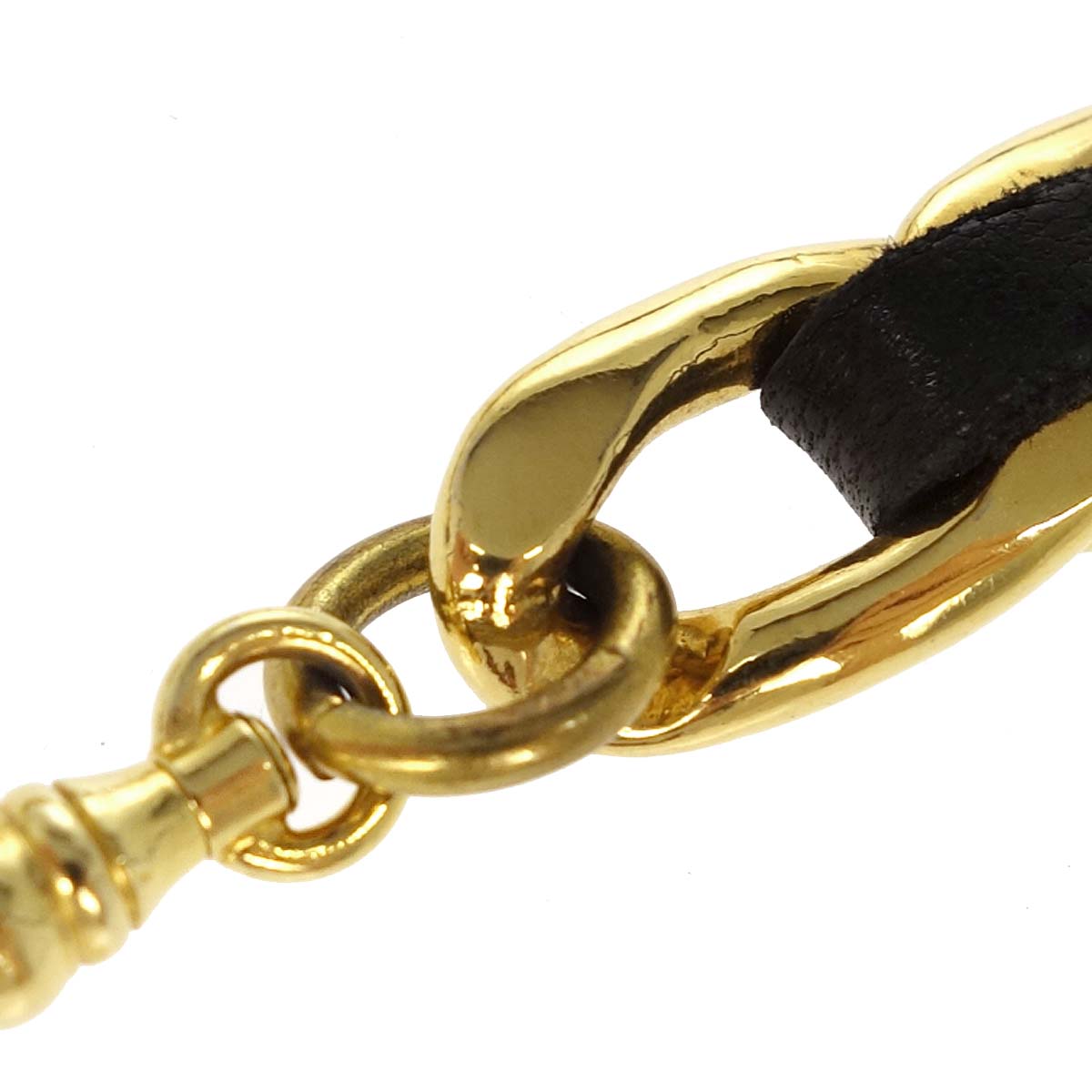 Chanel Chain Belt Medallion Gold Black 94P Small Good