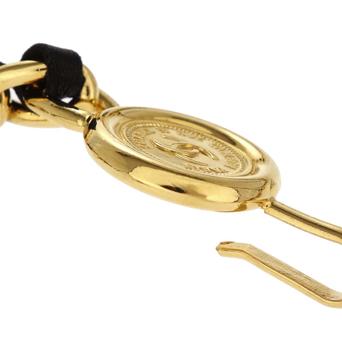 Chanel Chain Belt Medallion Gold Black 94P Small Good