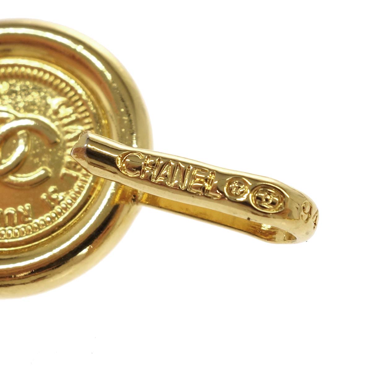 Chanel Chain Belt Medallion Gold Black 94P Small Good