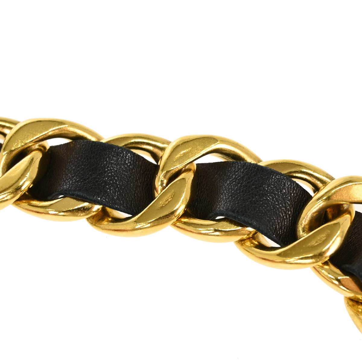 Chanel Chain Belt Medallion Gold Black Small Good