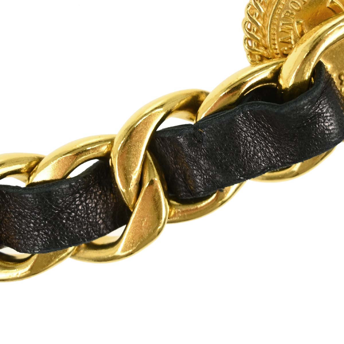 Chanel Chain Belt Medallion Gold Black Small Good