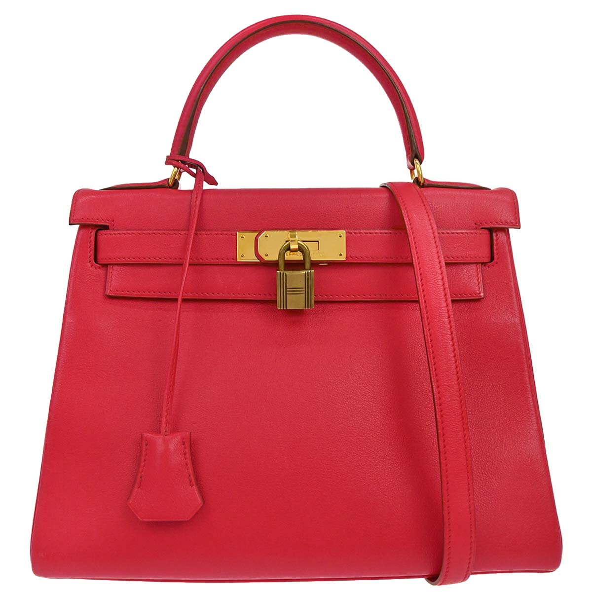 Hermes Rouge Vif Evercalf Kelly 28 Retourne 2way Shoulder Handbag
