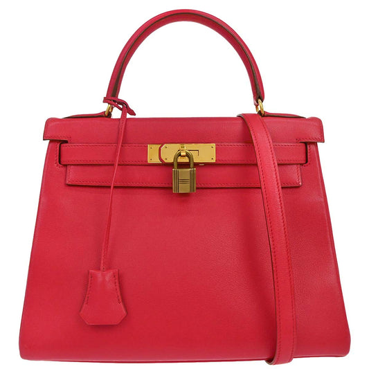 Hermes Rouge Vif Evercalf Kelly 28 Retourne 2way Shoulder Handbag