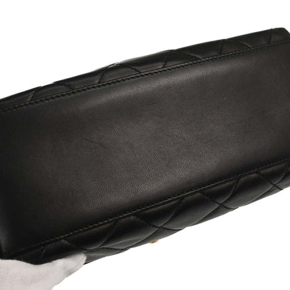 Chanel 1996-1997 Black Lambskin Straight Flap Shoulder Bag