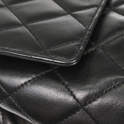 Chanel 1996-1997 Black Lambskin Straight Flap Shoulder Bag