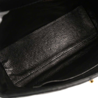 Chanel 1996-1997 Black Lambskin Straight Flap Shoulder Bag