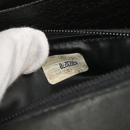 Chanel 1996-1997 Black Lambskin Straight Flap Shoulder Bag