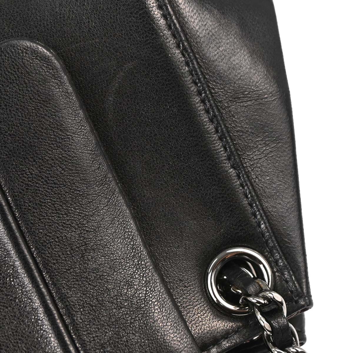 Chanel 2002-2003 Black Lambskin Mademoiselle Accordion Flap Handbag