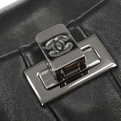 Chanel 2002-2003 Black Lambskin Mademoiselle Accordion Flap Handbag