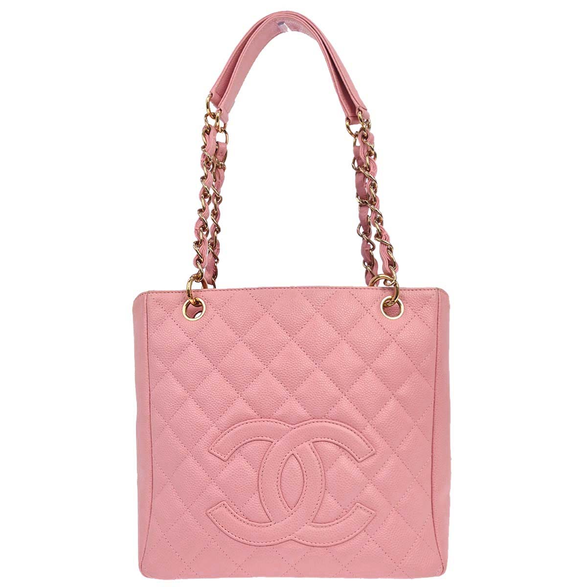 Chanel 2005-2006 Pink Caviar Skin Petite Shopping Tote PST Chain Handbag