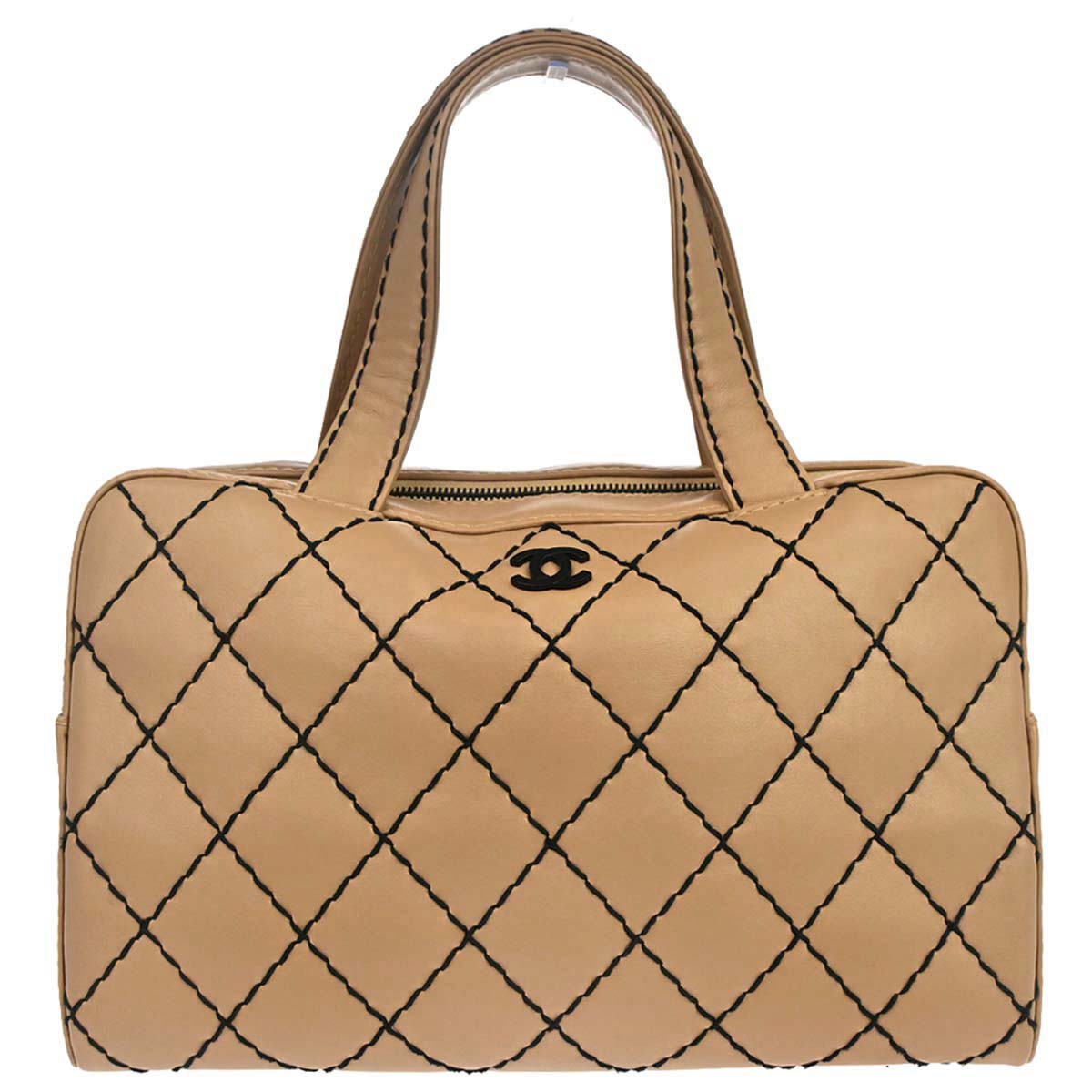 Chanel 2000-2002 Beige Calfskin Wild Stitch Handbag